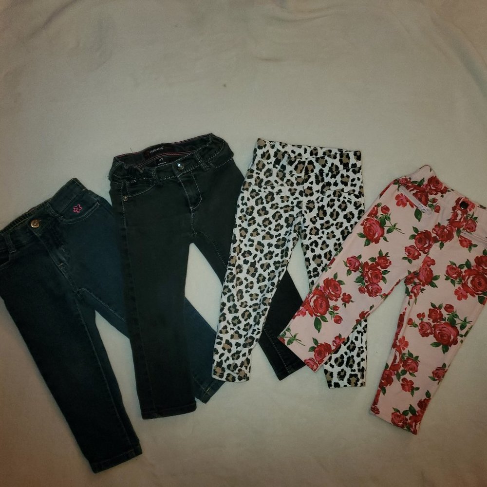 Lot of Toddler Girls Pants, 4 pieces 2T